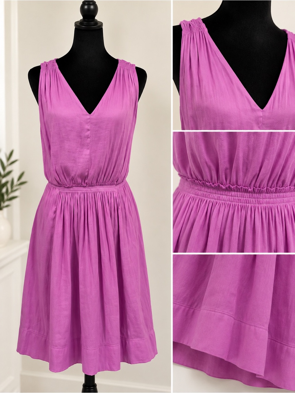 Banana Republic Sleeveless V-Neck Midi Dress in Magenta
